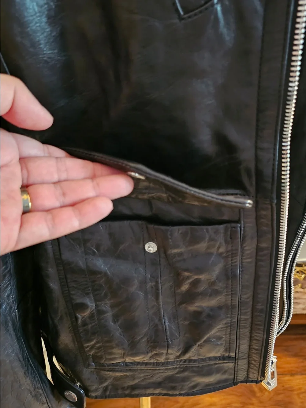 NWT Rogue Black Leather Jacket with Silver Zippers